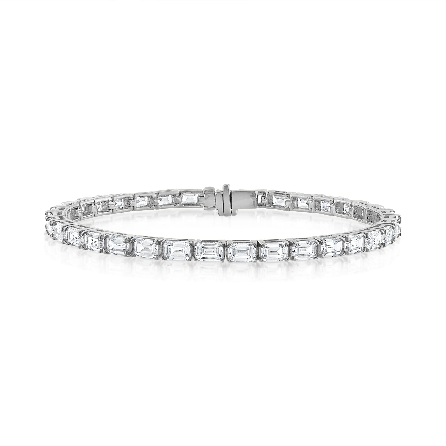 East-West Emerald Cut Prong-Set Bracelet