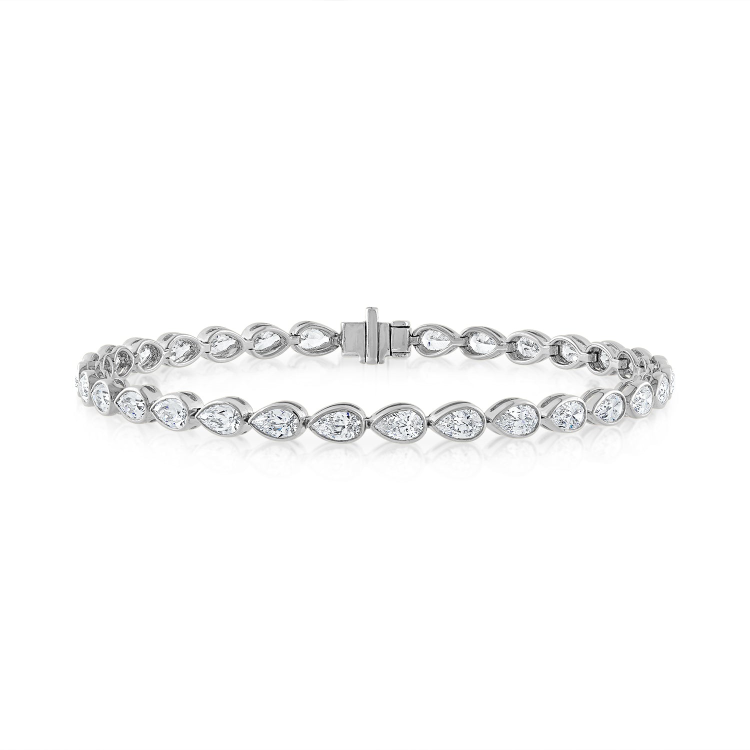 Pear Shape Diamond Bezel Tennis Bracelet